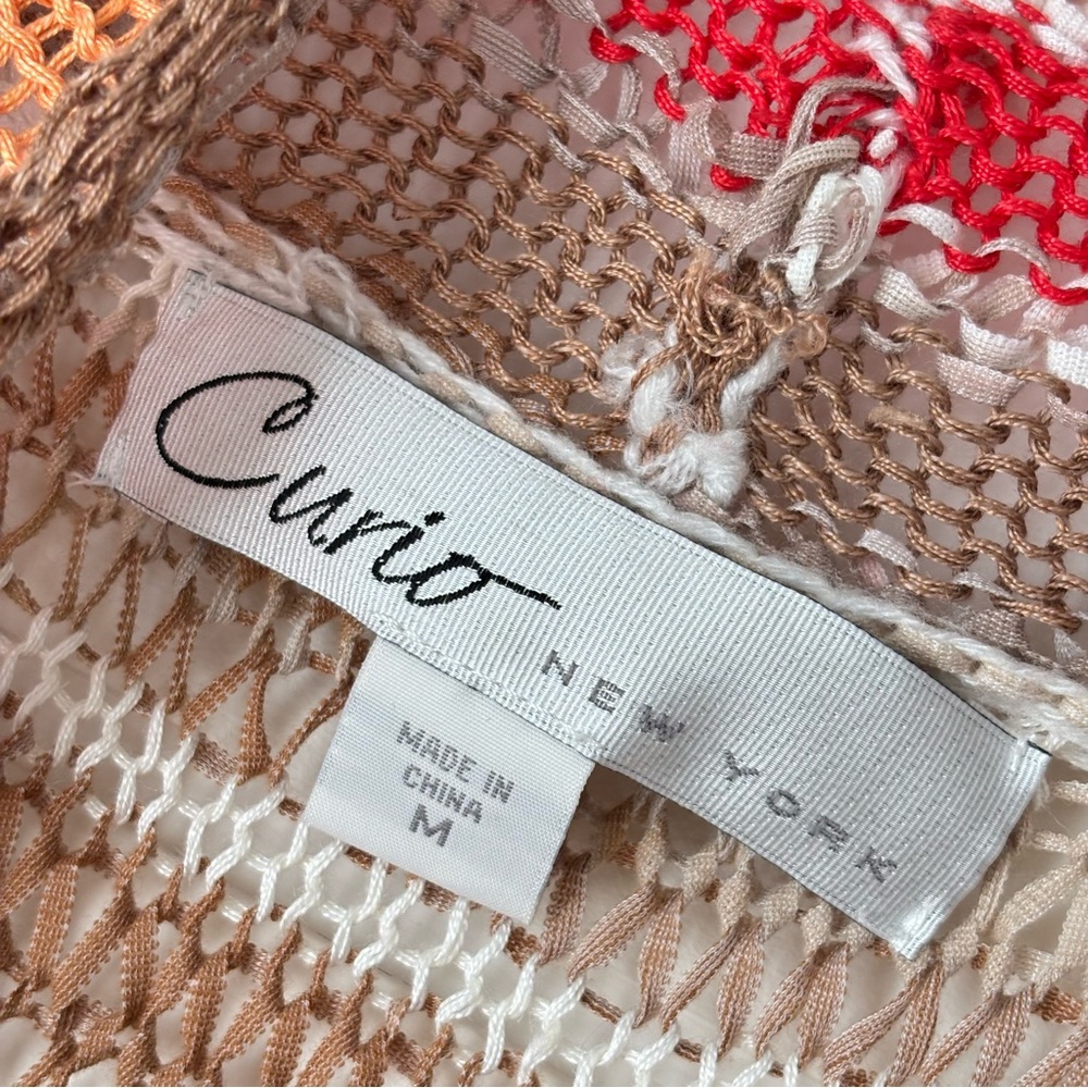 Curio New York Striped Open Front Long Knit Cardigan Sweater Medium - Picture 2 of 14
